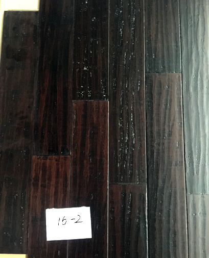 Stained Distressed hand scraped strand woven bamboo flooring